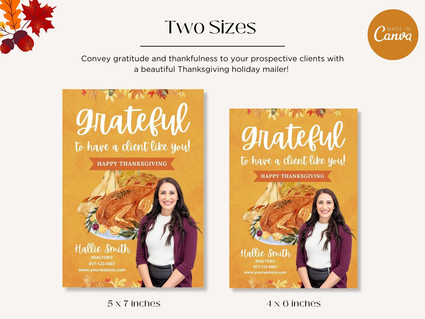 Real Estate Thanksgiving Mailer - Professionally crafted mailer with festive design and expressions of gratitude for a warm and personalized way to connect with clients and extend seasonal greetings