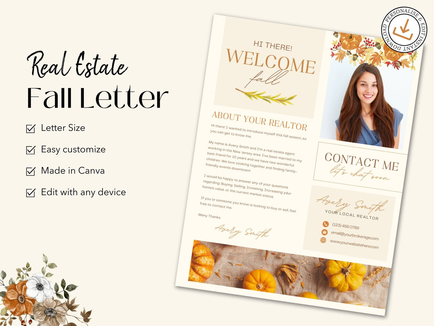 Real Estate Fall Real Estate Letter - Thoughtfully crafted letter template for sharing seasonal updates, expressing gratitude, and maintaining a strong connection with your real estate audience during the fall season.