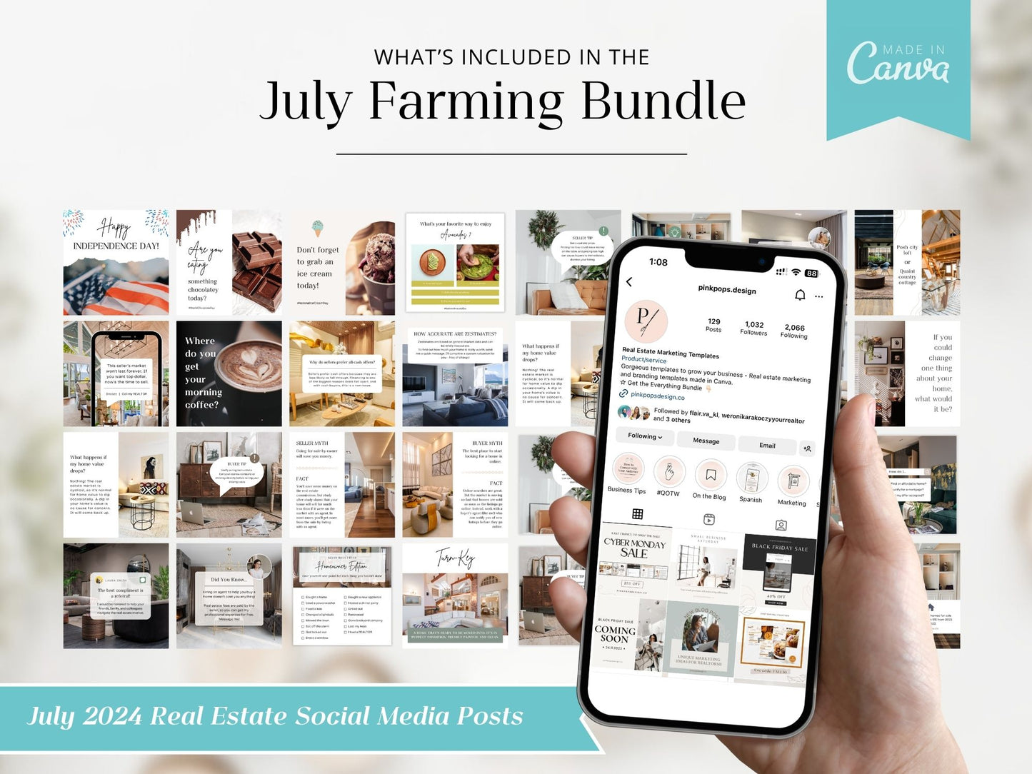 Real Estate July Farming Bundle - Comprehensive marketing materials for real estate farming campaigns.