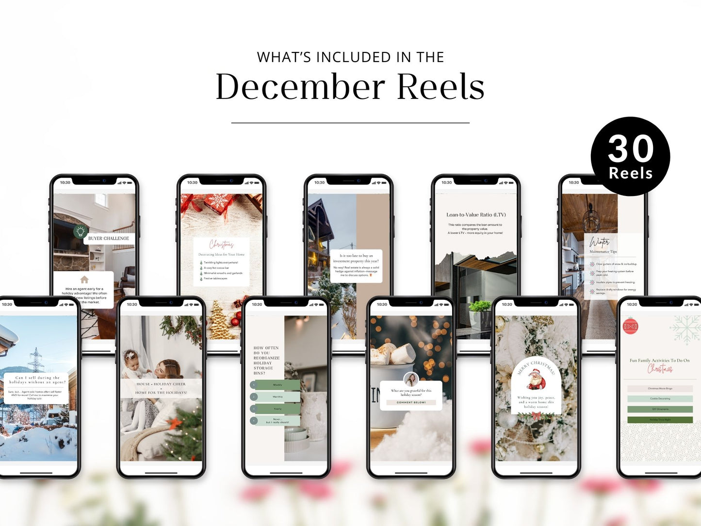 December 2024 holiday-themed real estate reels for social media marketing.