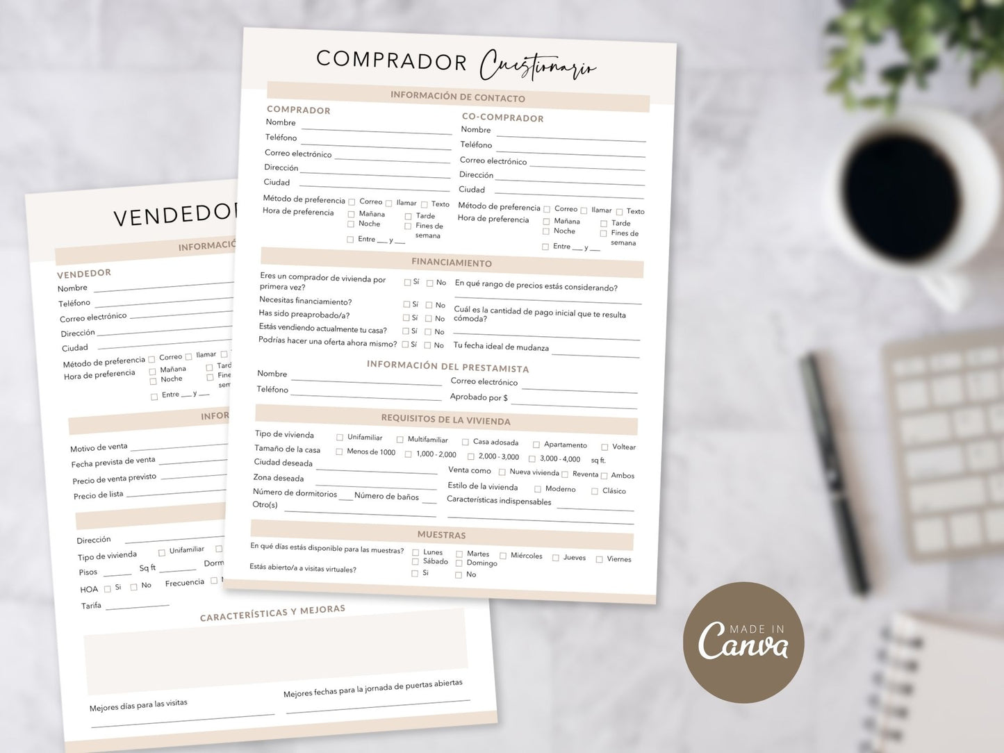 Spanish Buyer and Seller Questionnaire Bundle - Essential tools for effective communication with Spanish-speaking clients.
