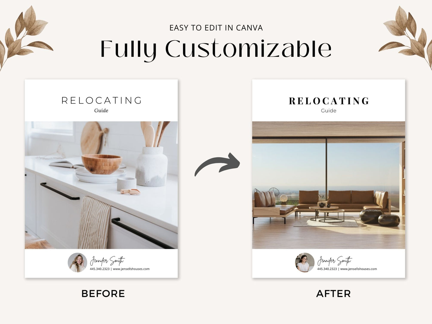 Minimal Relocating Guide template offering tips and assistance for homebuyers relocating.