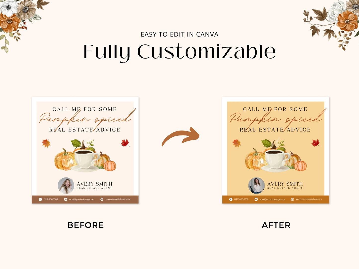 Autumn-themed pop by tags for real estate marketing and client gifts.