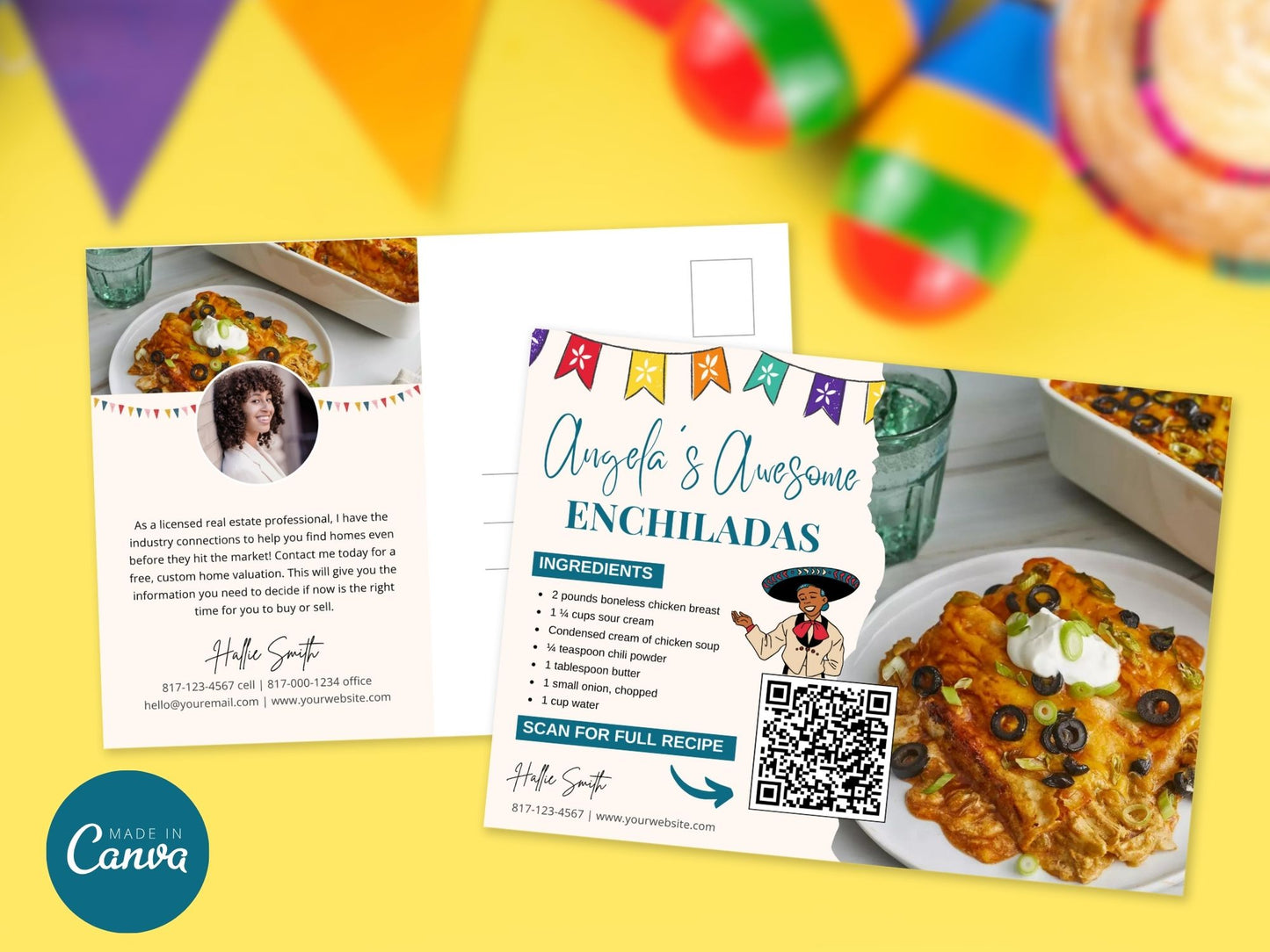 Cinco De Mayo Real Estate Recipe Postcards - Add flavor to your marketing with delicious recipes and vibrant designs.