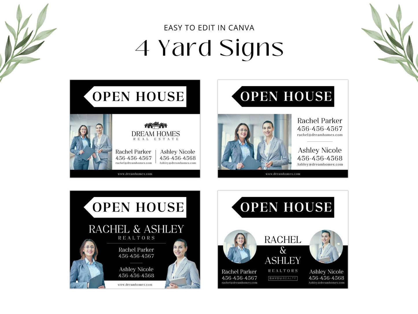 Black Multiple Agents Open House Sign (18 x 24)- Sleek and durable sign for promoting open houses with multiple agents.