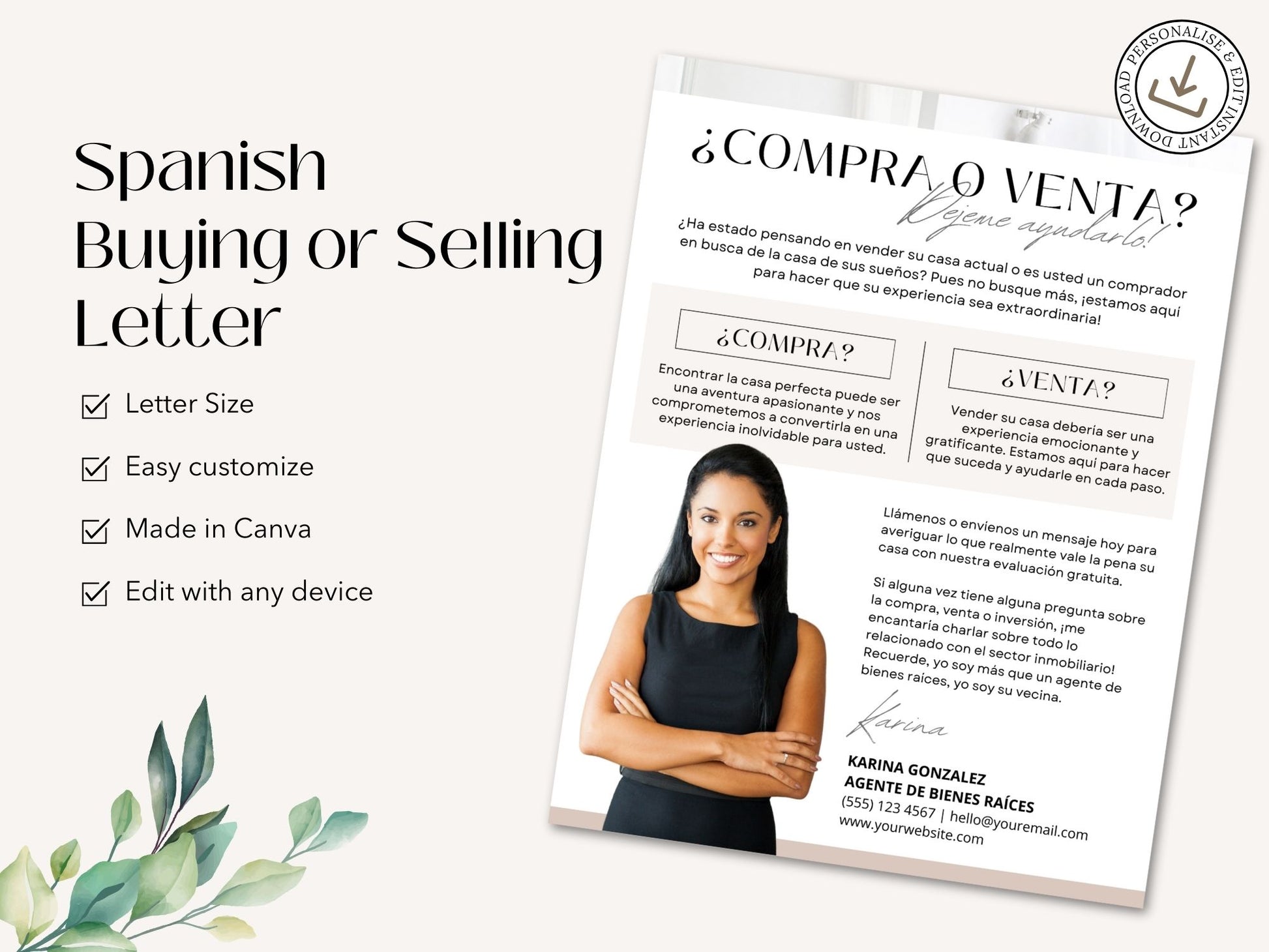 Spanish Buying or Selling Real Estate Letter Vol. 02 - Instill confidence when buying or selling properties with a personalized introduction, clear guidance, and professional real estate services