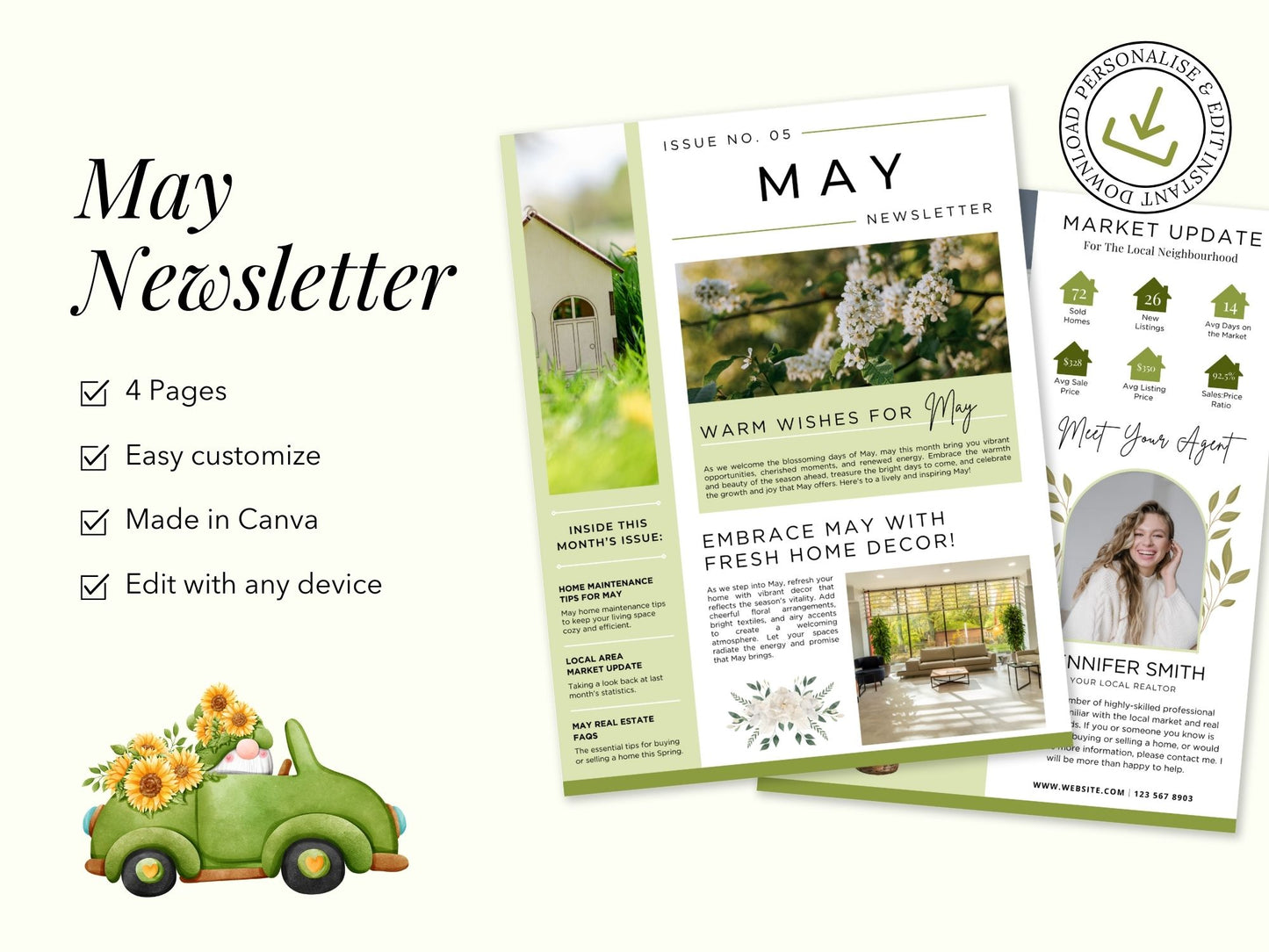 Editable May 2025 real estate newsletter with modern layout