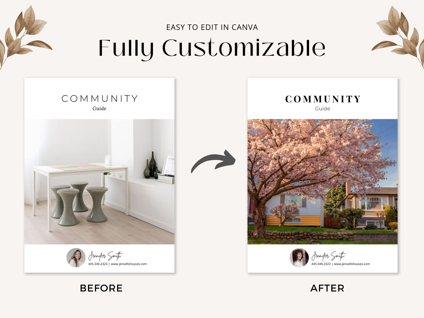 Minimal Community Guide template for real estate agents showcasing local amenities and
neighborhood highlights.