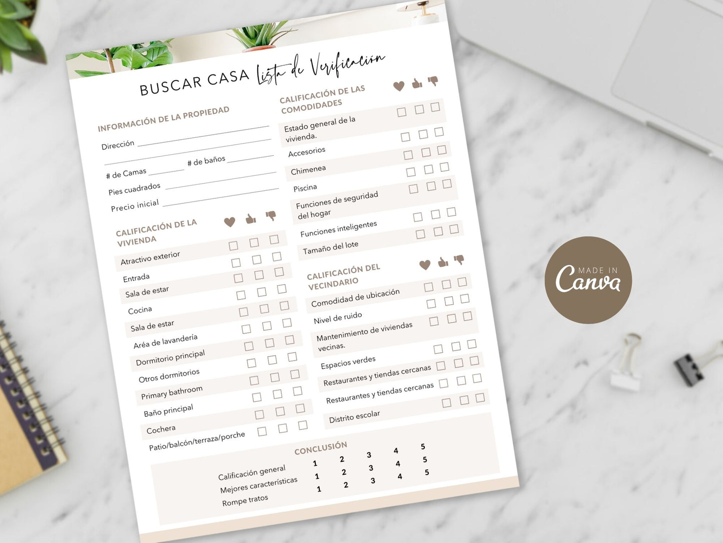 Spanish House Hunting Checklist- Comprehensive guide for Spanish-speaking clients.