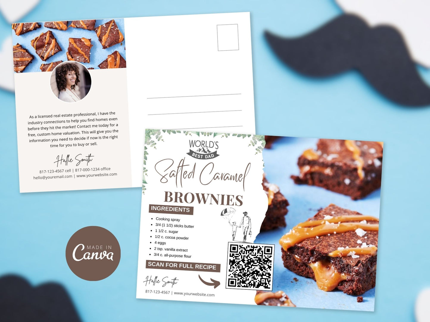 Father's Day Recipe Postcard Bundle - Heartfelt postcards with savory recipes for personalized real estate marketing on Father's Day.