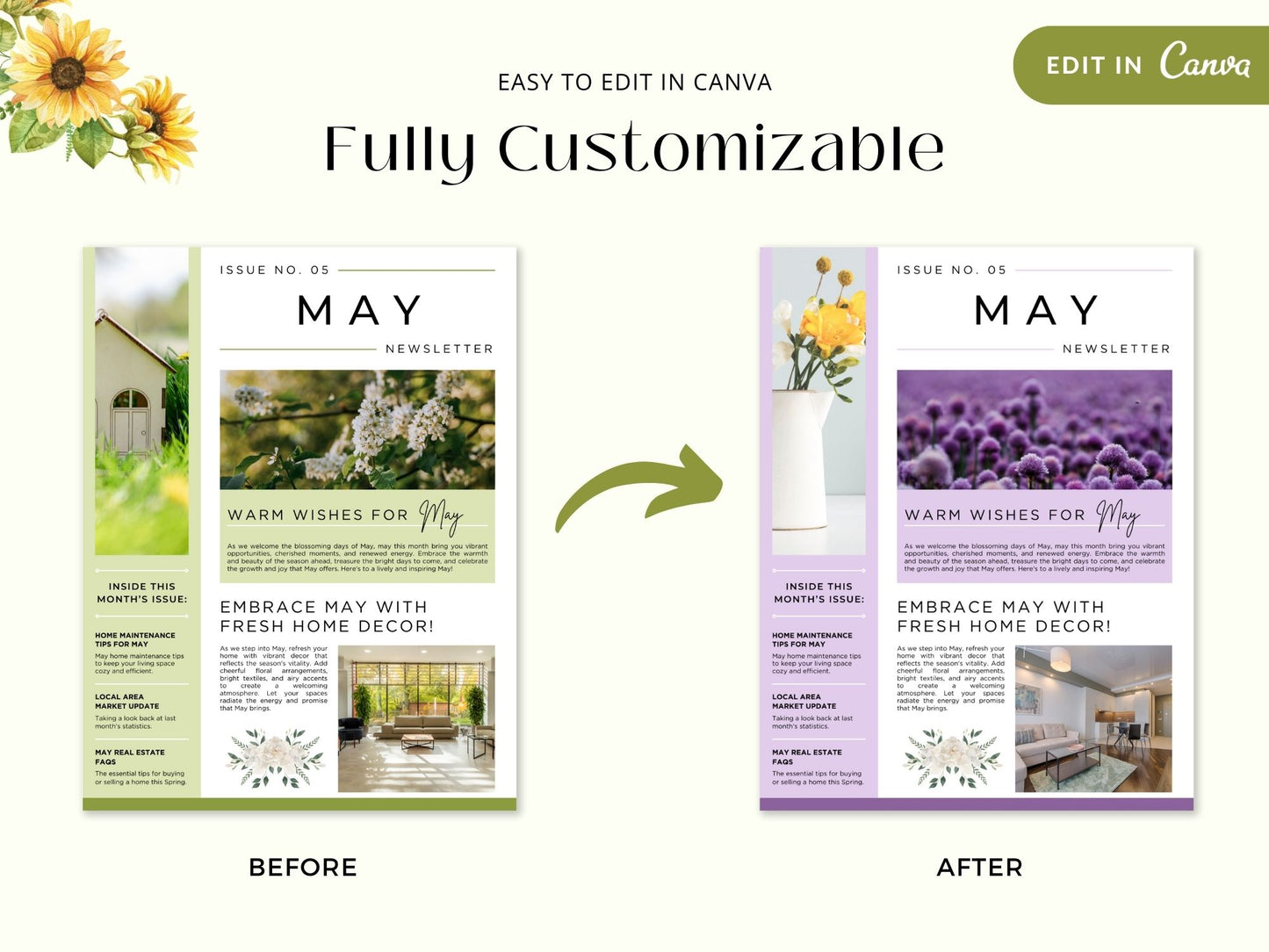 Editable May 2025 real estate newsletter with modern layout