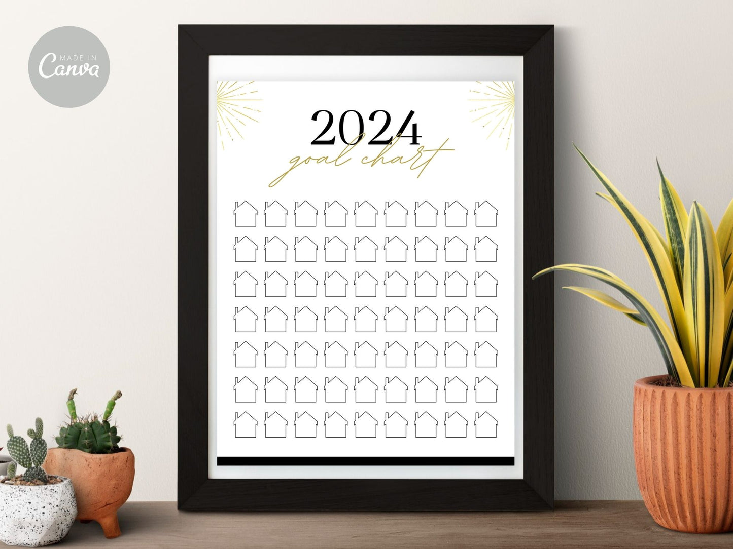 Real Estate Gold 2024 Realtor Goal Chart - Eye-catching chart for goal setting and tracking in a luxurious gold theme, providing a stylish and motivational tool for achieving real estate milestones.
