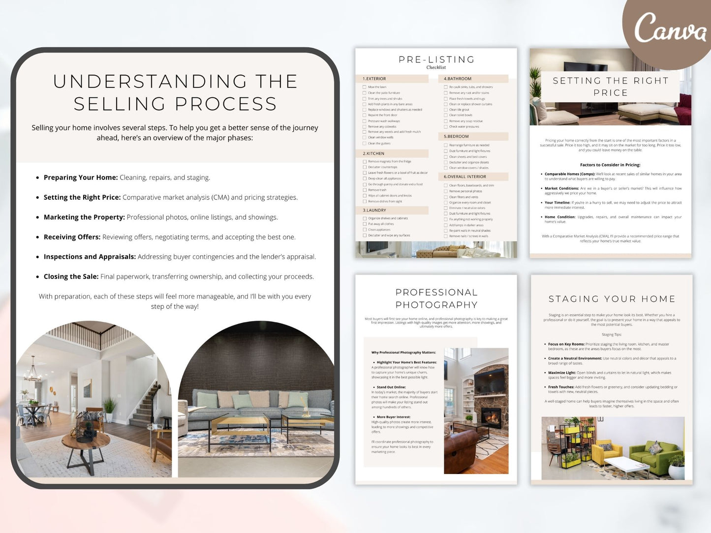 Minimal Pre-Listing Guide template for real estate agents to prepare sellers for the listing
process.