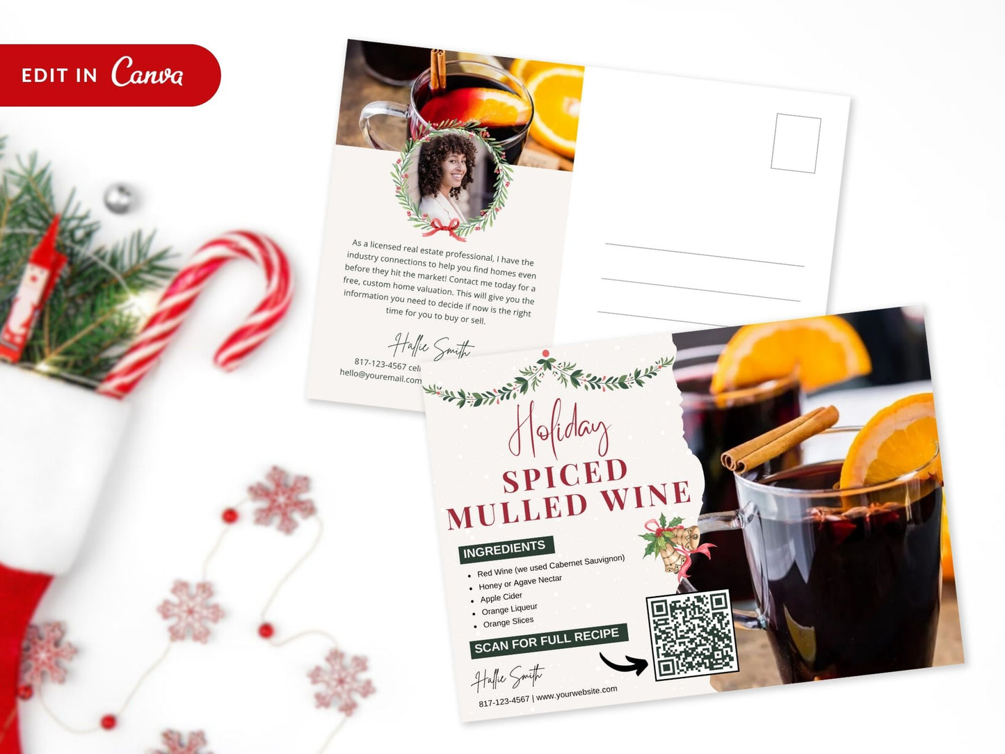 Real Estate Christmas Recipe Postcard Bundle - Festive Holiday Recipes