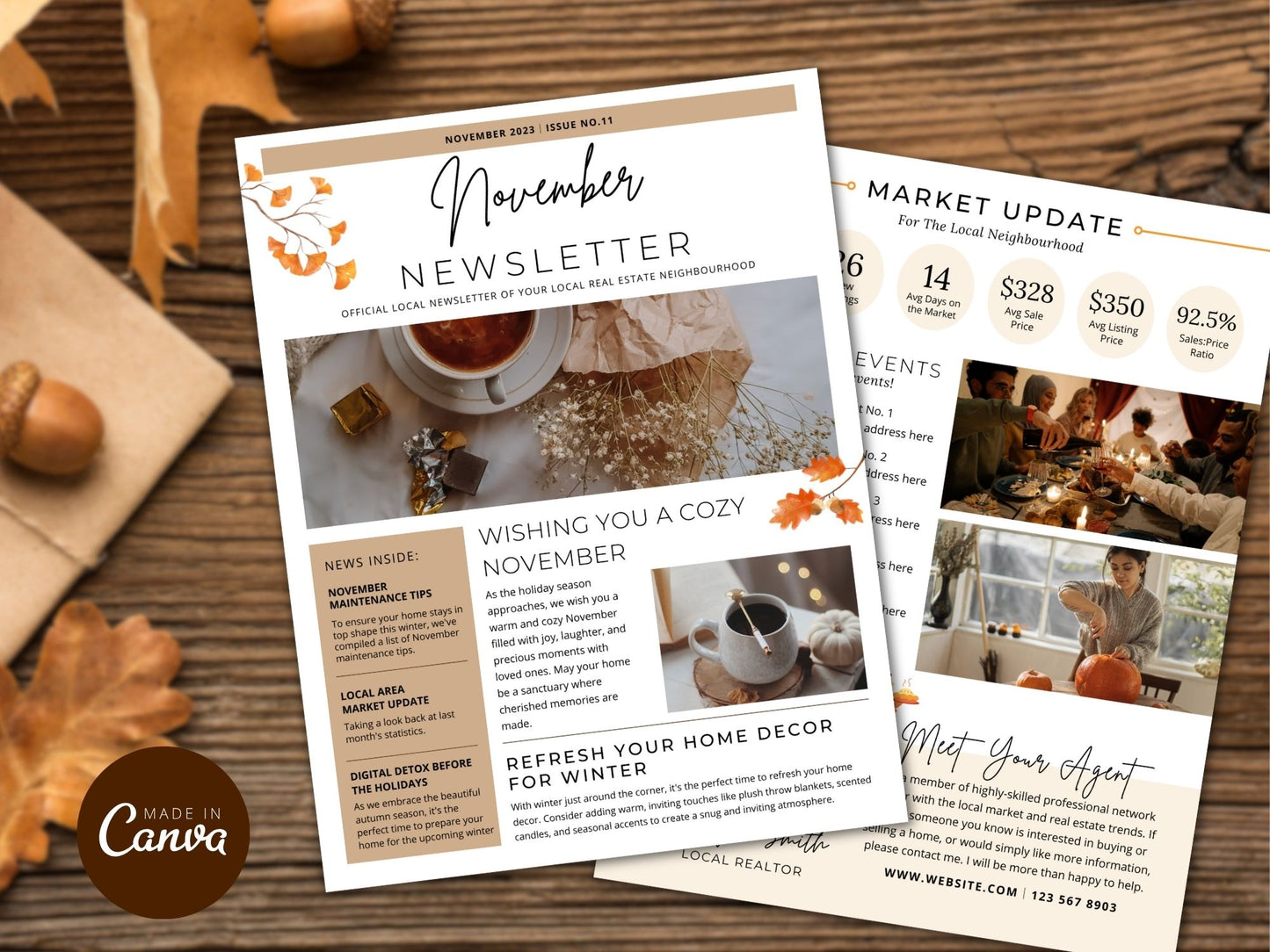 Real Estate Minimal November Newsletter 2023 - Clean and concise newsletter template for delivering important updates and seasonal greetings in a professional and engaging manner.