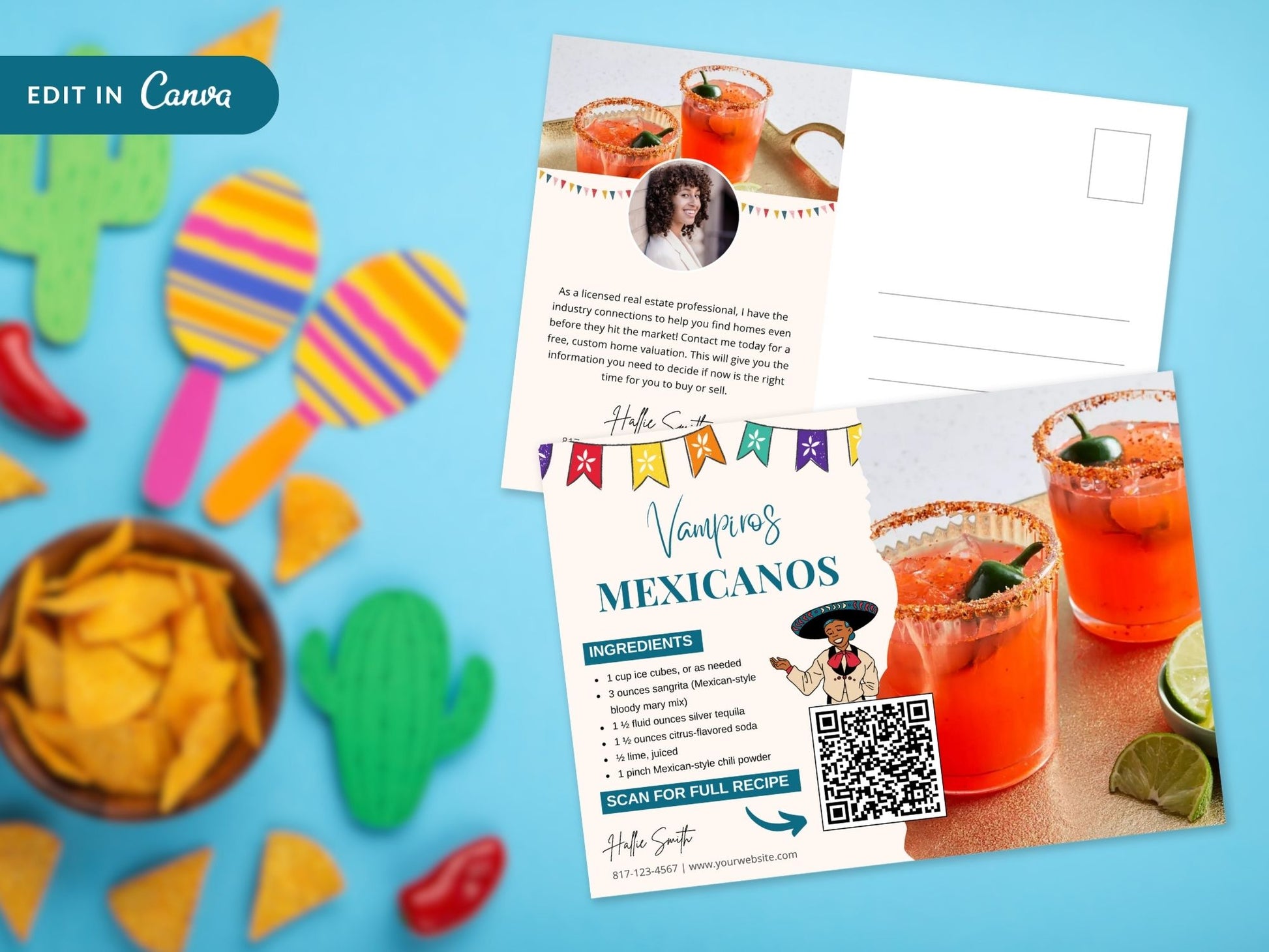 Cinco De Mayo Real Estate Recipe Postcards - Add flavor to your marketing with delicious recipes and vibrant designs.