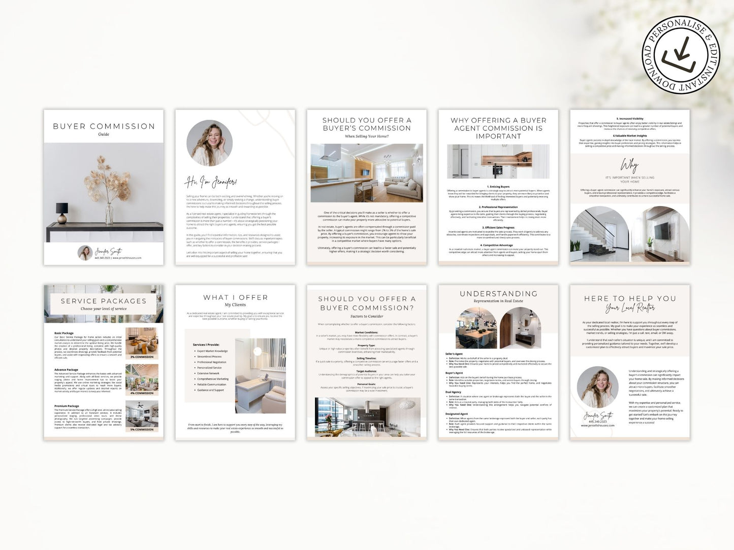 Minimal Buyer Commission Guide template detailing real estate commission structures for buyers.