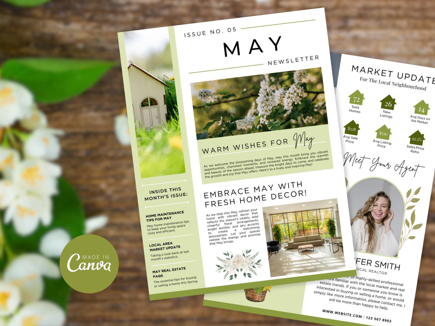 Editable May 2025 real estate newsletter with modern layout