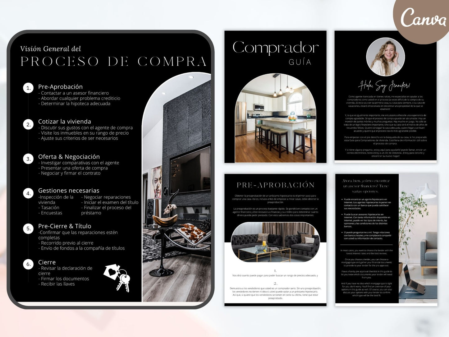 Spanish Black Buyer and Seller Guides Vol 01- Sleek guides for Spanish-speaking real estate clients.