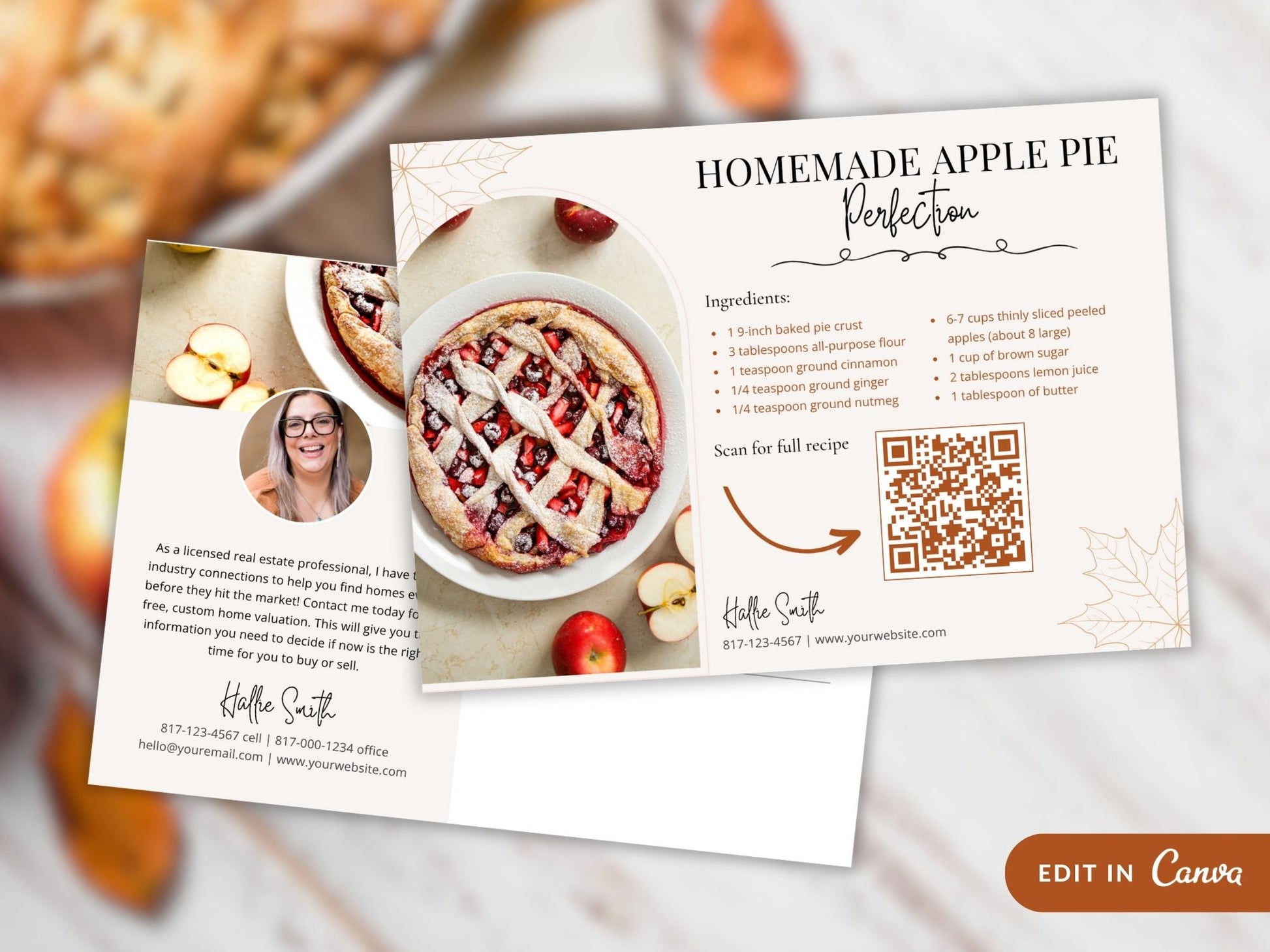 Real Estate Thanksgiving Recipe Postcard Bundle - Delightful bundle combining festive design with mouthwatering recipes for a unique and engaging way to express gratitude and connect with clients during the Thanksgiving season.