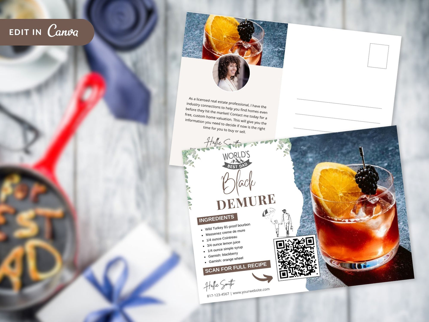 Father's Day Recipe Postcard Bundle - Heartfelt postcards with savory recipes for personalized real estate marketing on Father's Day.