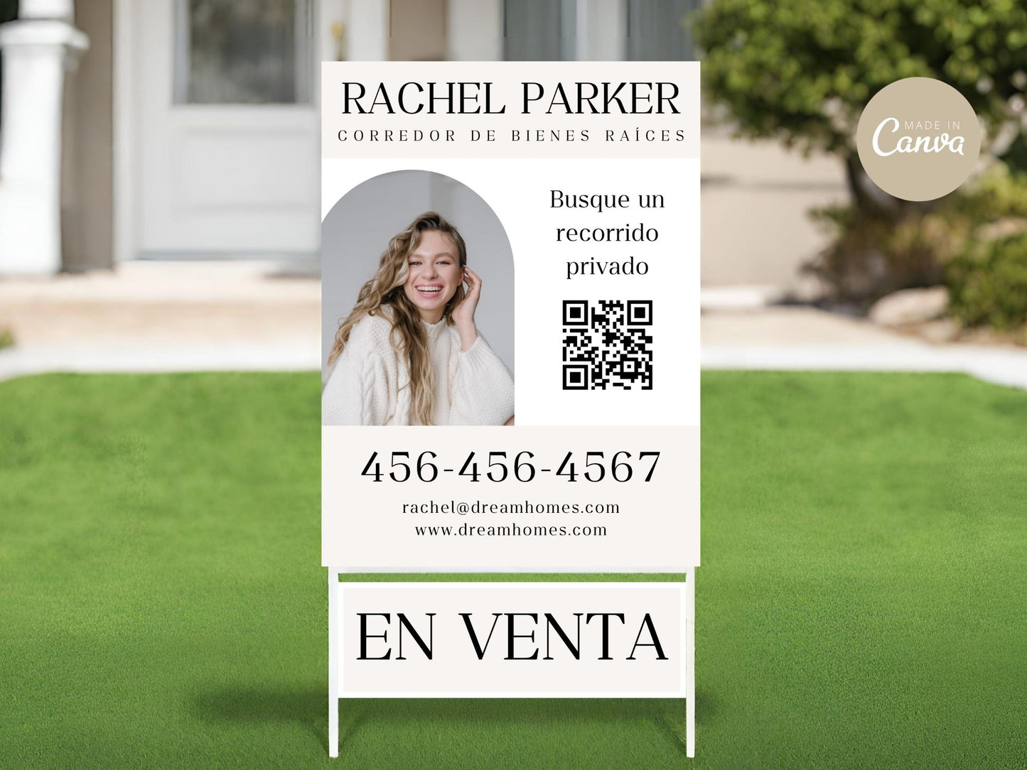 Beige Spanish Yard Signs- Elegant yard signs for Spanish-speaking real estate clients.