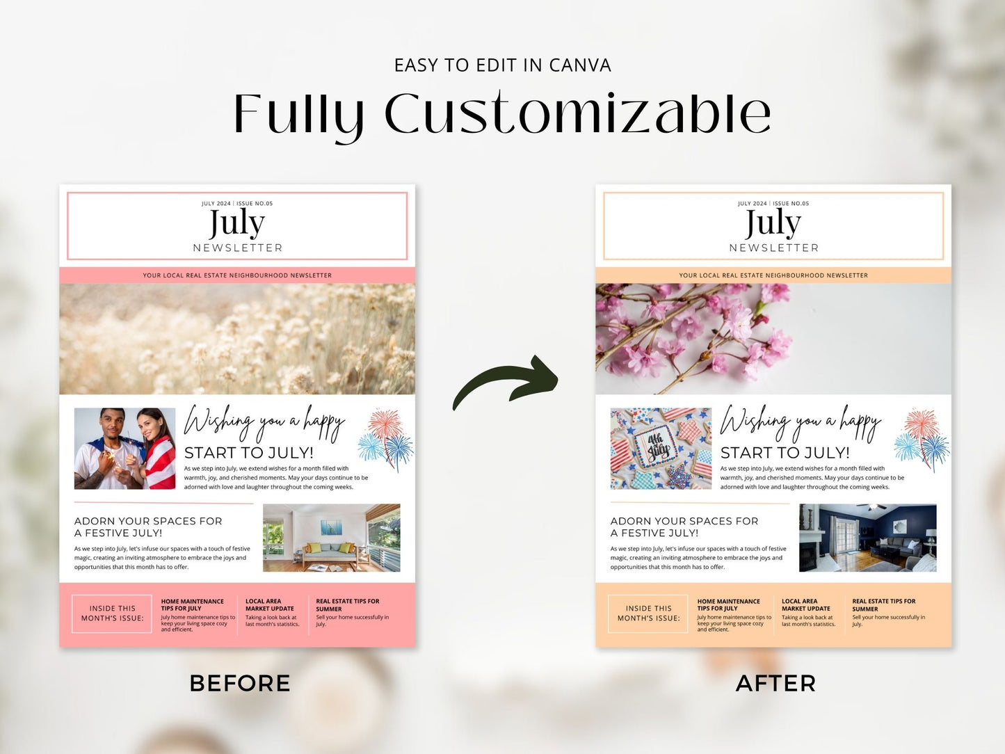 Real Estate July Farming Bundle - Comprehensive marketing materials for real estate farming campaigns.