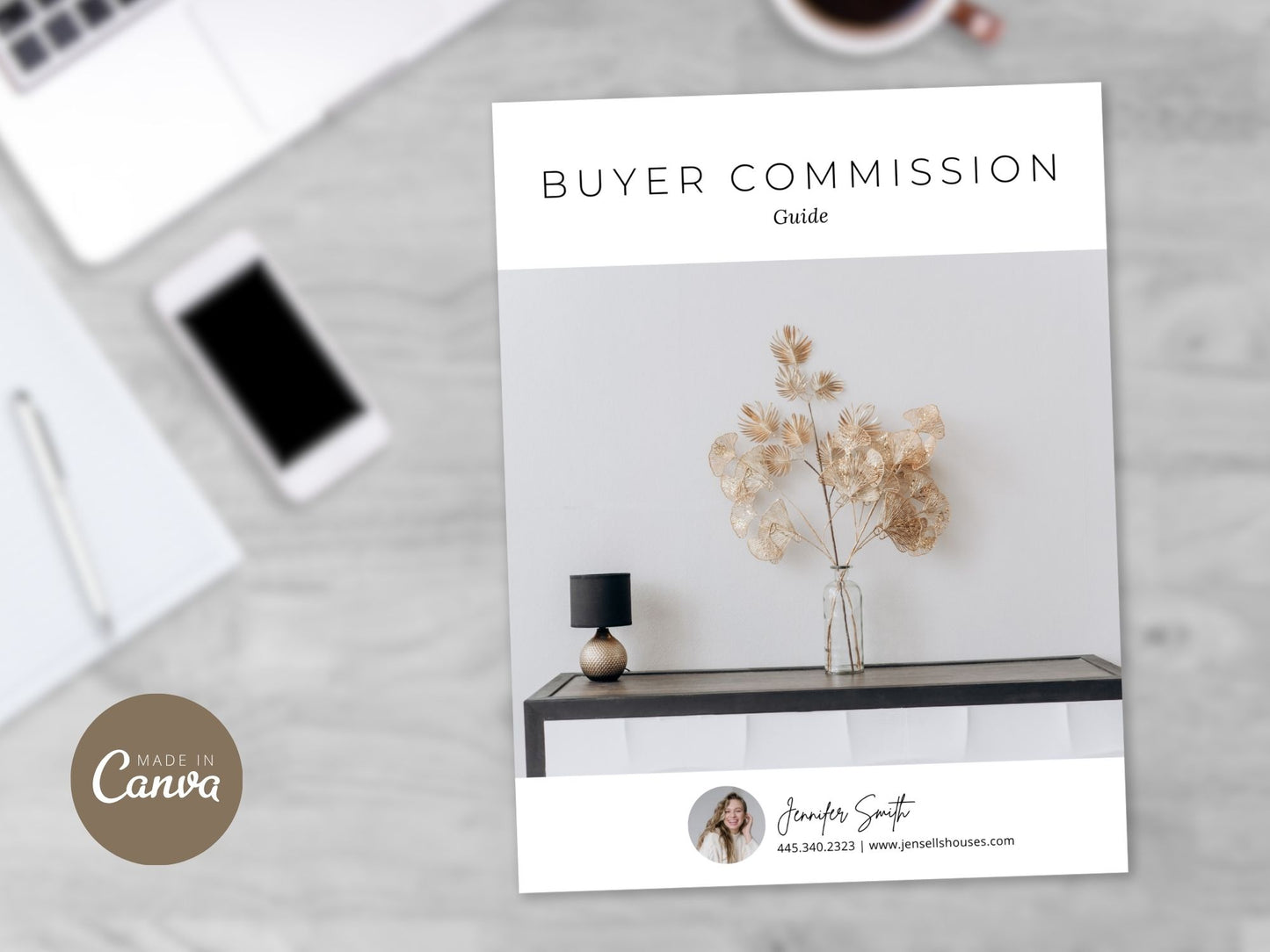 Minimal Buyer Commission Guide template detailing real estate commission structures for buyers.