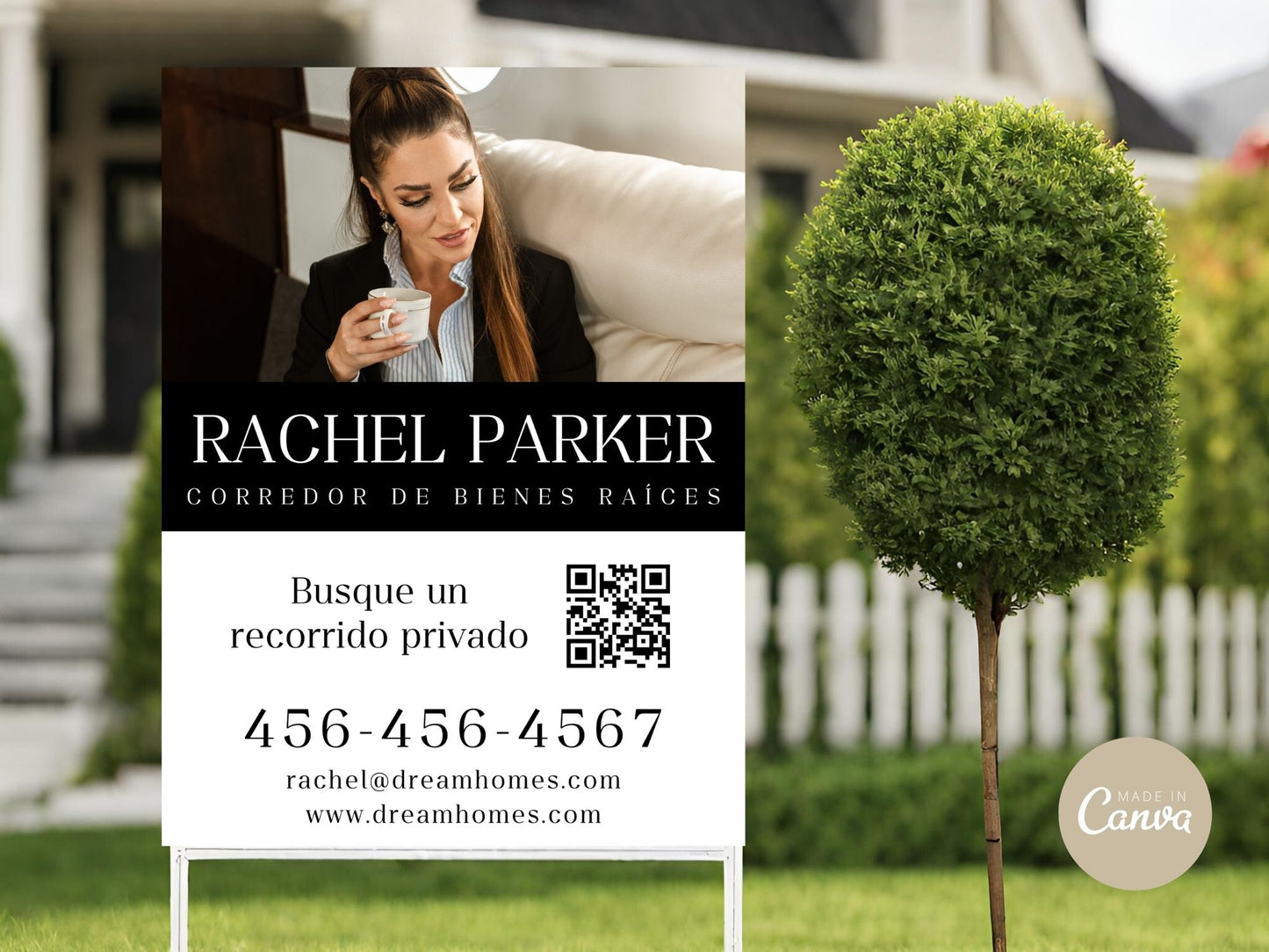 Black Spanish Yard Signs- Stylish yard signs for Spanish-speaking real estate clients.