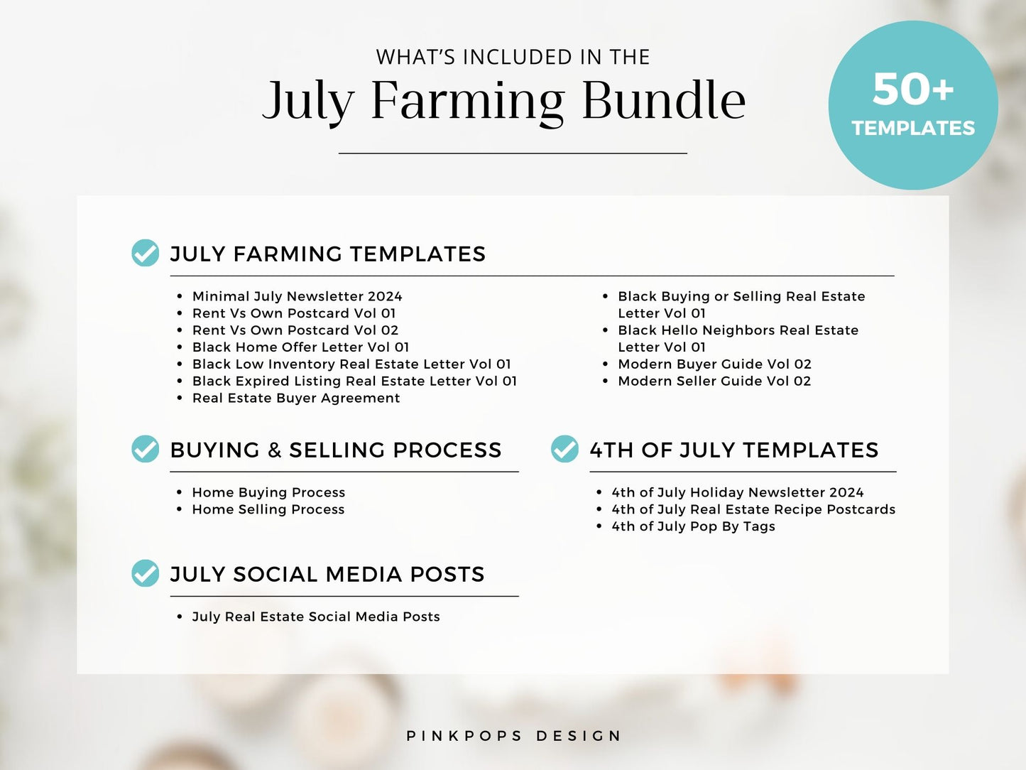 Real Estate July Farming Bundle - Comprehensive marketing materials for real estate farming campaigns.
