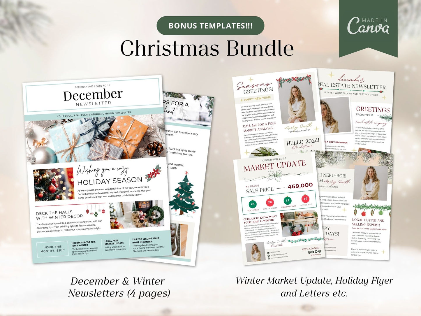 Real Estate Christmas Bundle: A Festive Collection of Templates for Spreading Joy and Cheer in Real Estate Marketing