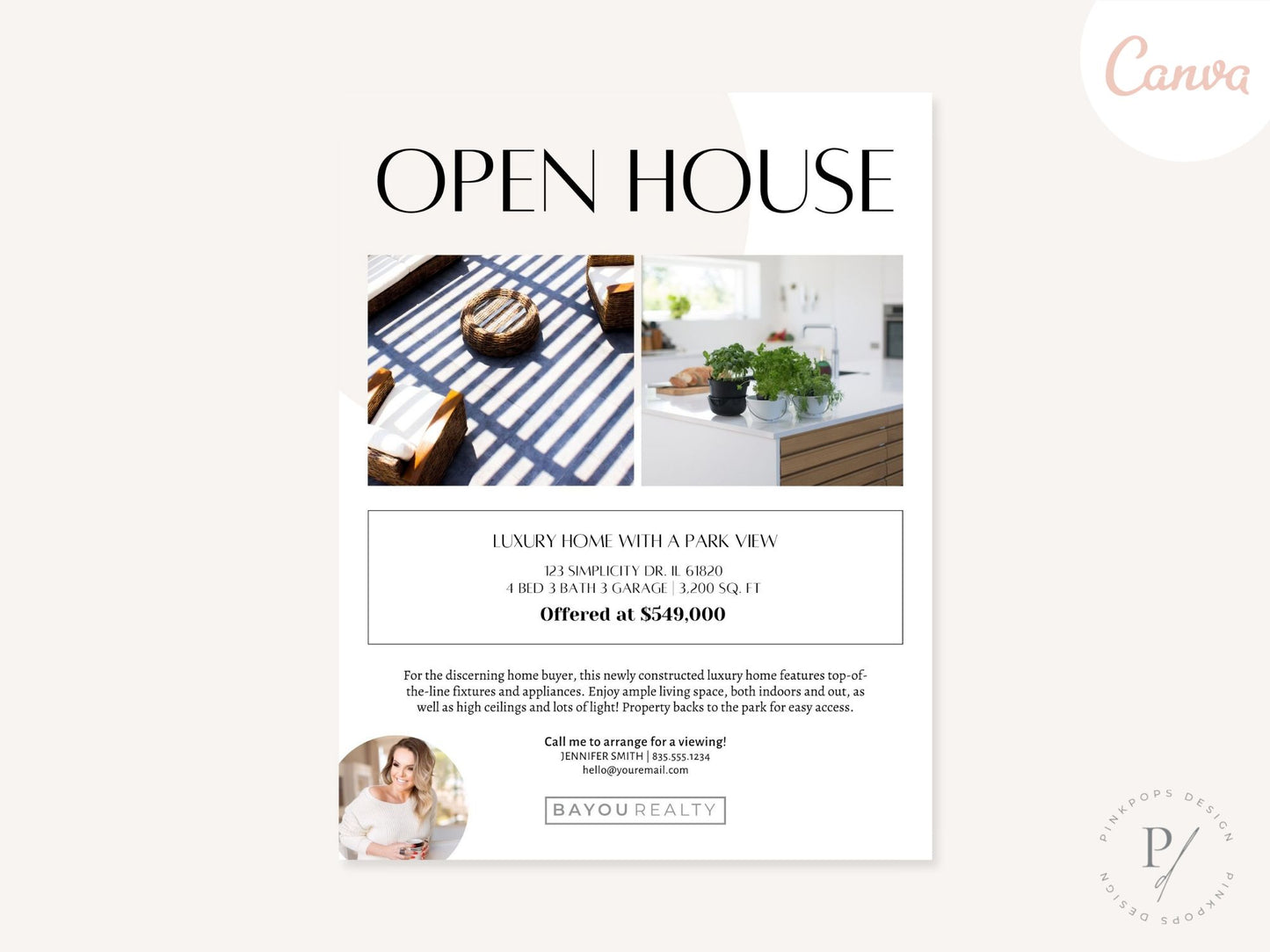 Real Estate Luxury Open House Flyer - Visually captivating tool for promoting high-end open house events in the luxury real estate market.