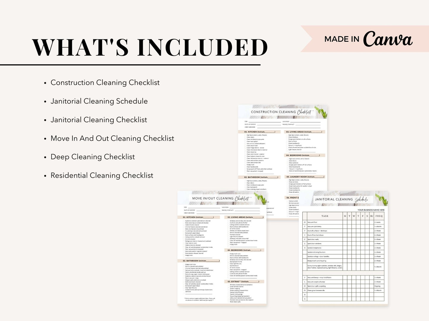 Modern Cleaning Services Checklists Bundle - Versatile and editable set of cleaning checklists for efficient task management, ensuring a thorough and organized approach to deliver exceptional cleaning services.