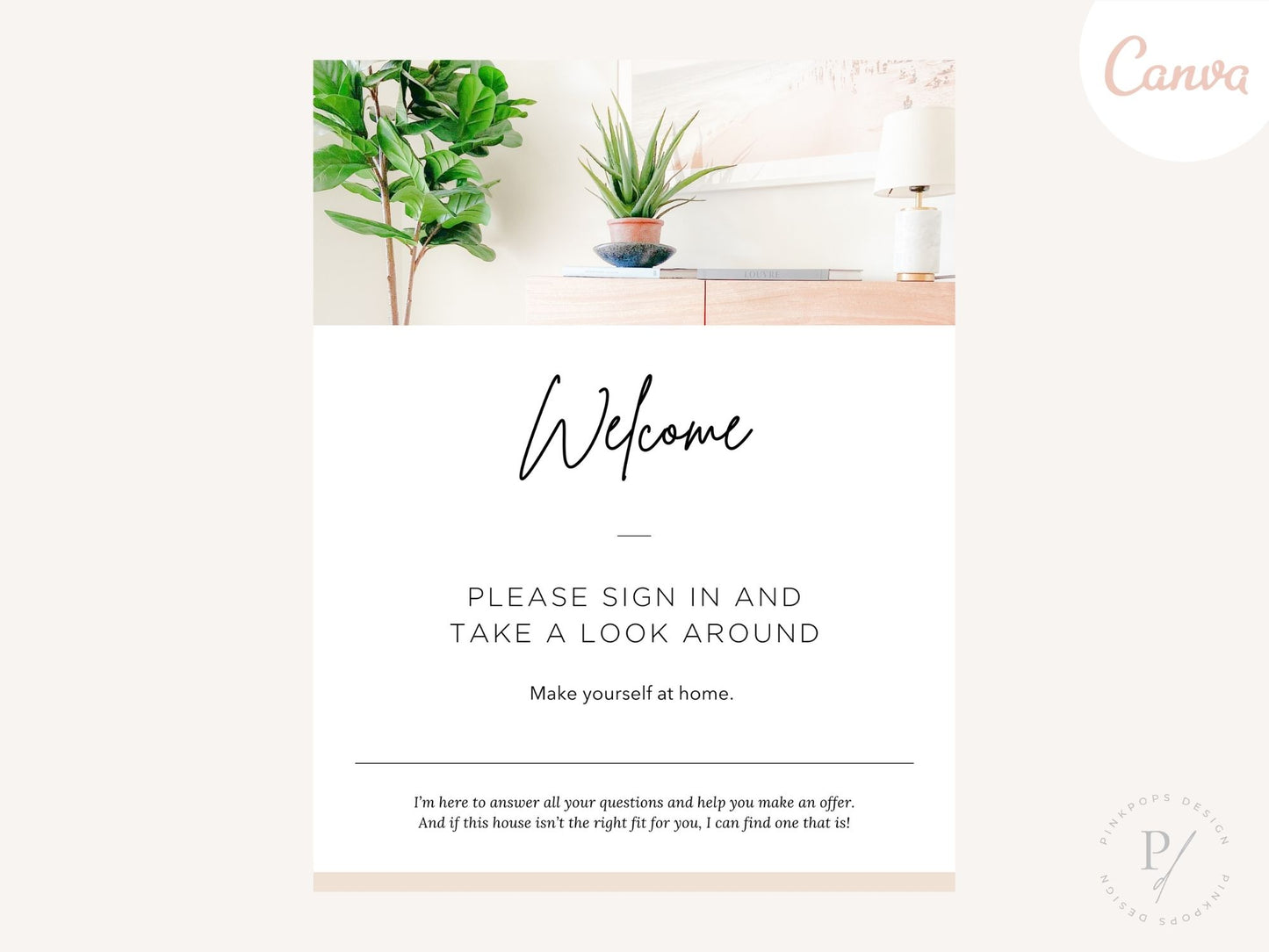 Real Estate Open House Welcome Sign - Professionally designed sign creating a warm and inviting atmosphere, guiding visitors through the property for an enhanced open house presentation.