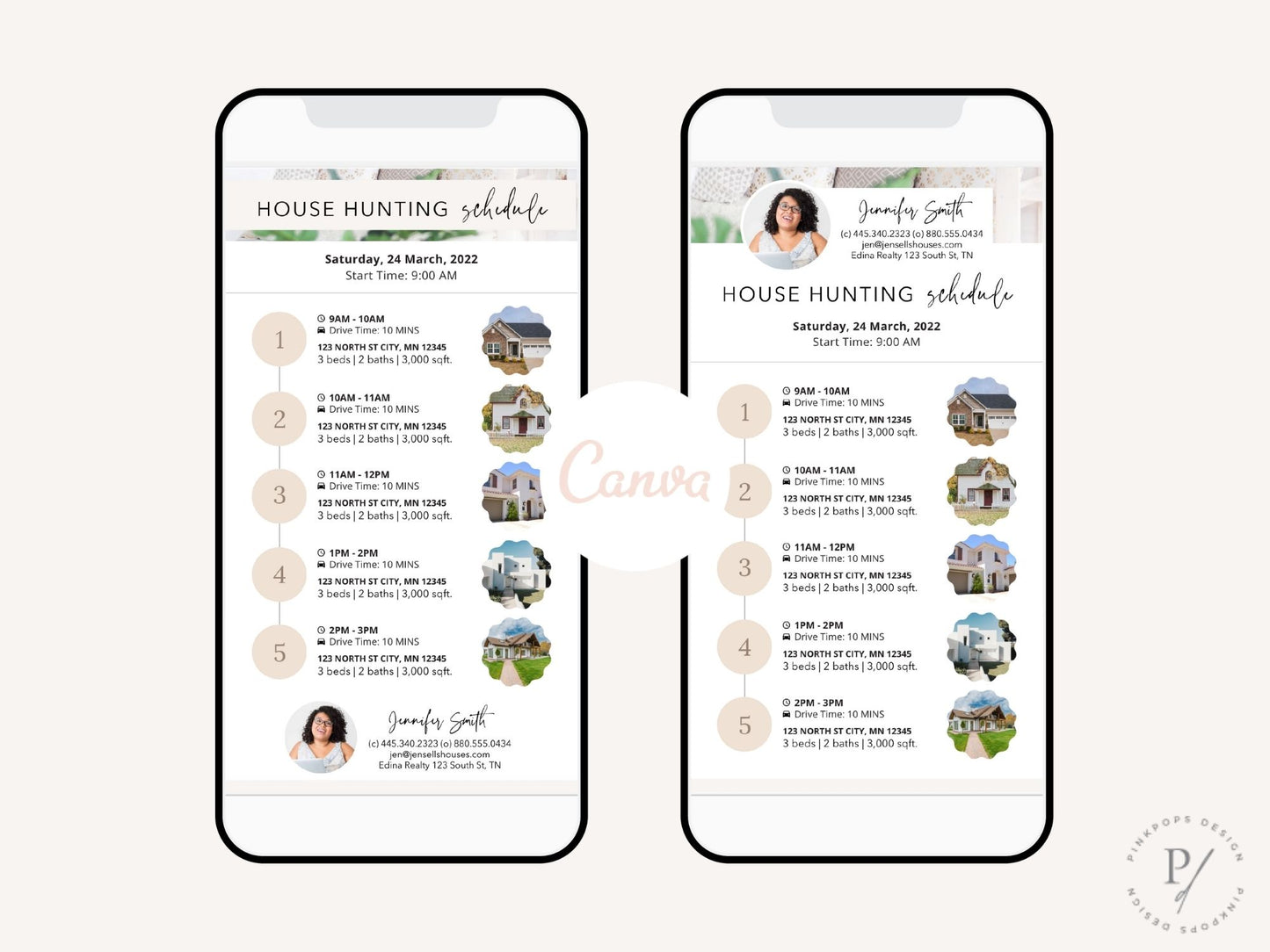 Real Estate Textable House Hunting Schedule - Simplify the house hunting experience with a digital schedule tool for convenient and organized assistance during the search for the perfect home.