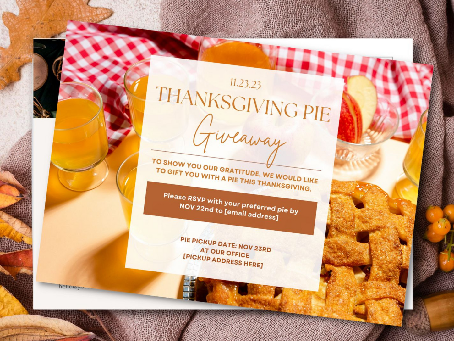 Thanksgiving Pie Giveaway Postcard