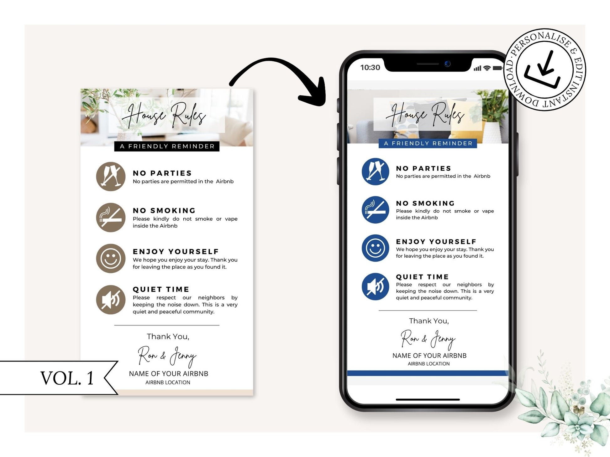 Textable House Rules - Editable and digital Airbnb template for clear communication of vacation rental guidelines.