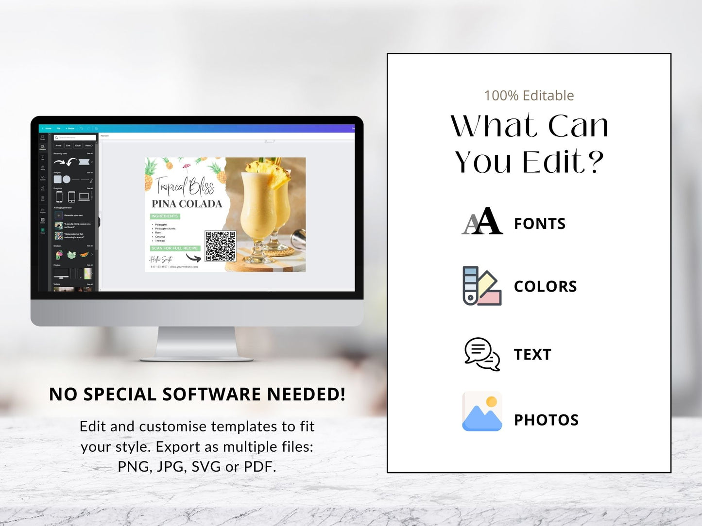 Cocktail Recipe Postcard Bundle - Elevate client connections with Pina Colada, Long Island Iced Tea, and Vodka Strawberry Lemonade recipes. Add a refreshing twist to real estate marketing with delightful cocktail recipe postcards.