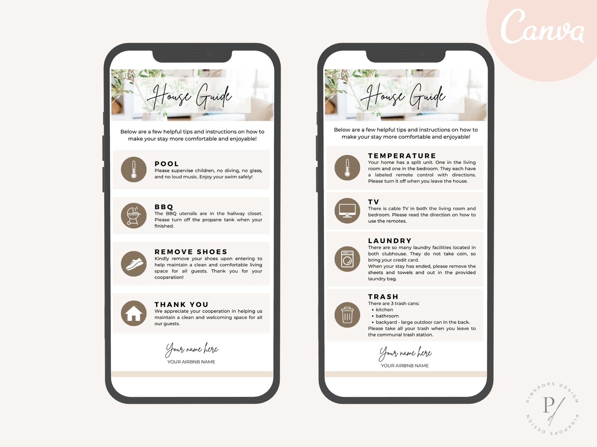Textable House Guides - Editable and digital Airbnb template for clear guest communication and property guidance