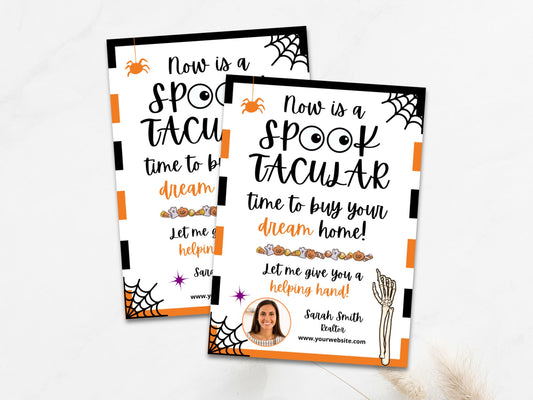 Real Estate Halloween Pop By Tags - Creatively designed tags for adding a festive touch to your pop-by gifts and creating a memorable and personalized connection with clients during the Halloween season.
