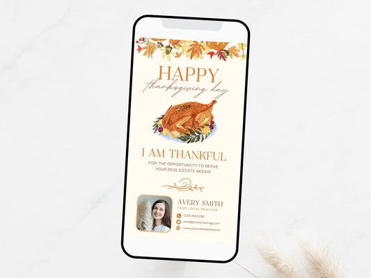Real Estate Thanksgiving Digital Card Vol 01 - Beautifully designed digital card for expressing gratitude and fostering client connections in the spirit of the Thanksgiving holiday season.