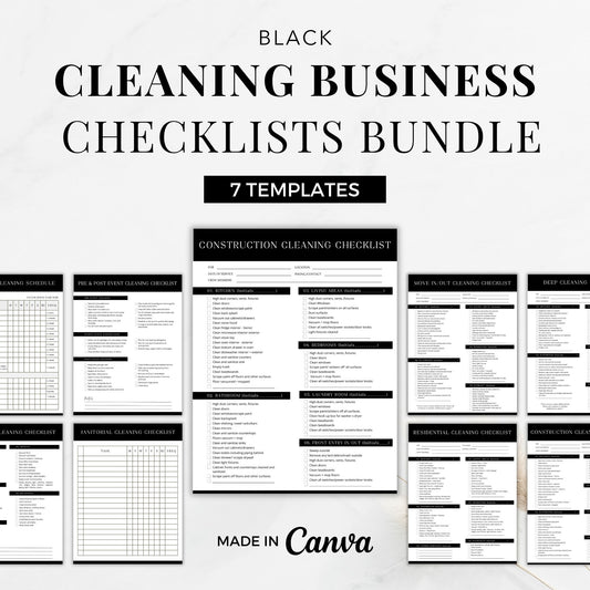 Black Cleaning Services Checklists Bundle