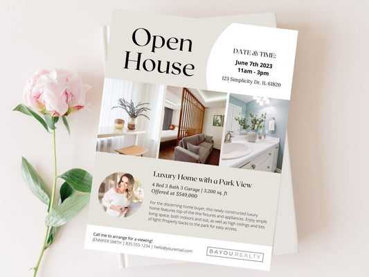 Real Estate Luxury Open House Flyer - Captivating promotion for high-end open house events.