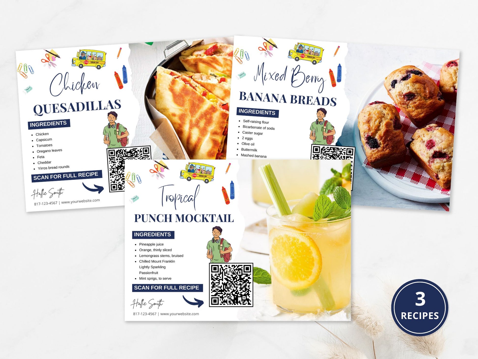 Back to School Real Estate Recipe Postcards - Themed postcards with delicious recipes and real estate tips for the new school year.