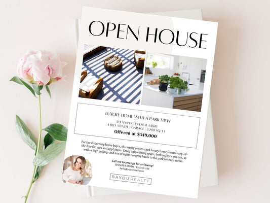 Real Estate Luxury Open House Flyer - Visually captivating tool for promoting high-end open house events in the luxury real estate market.
