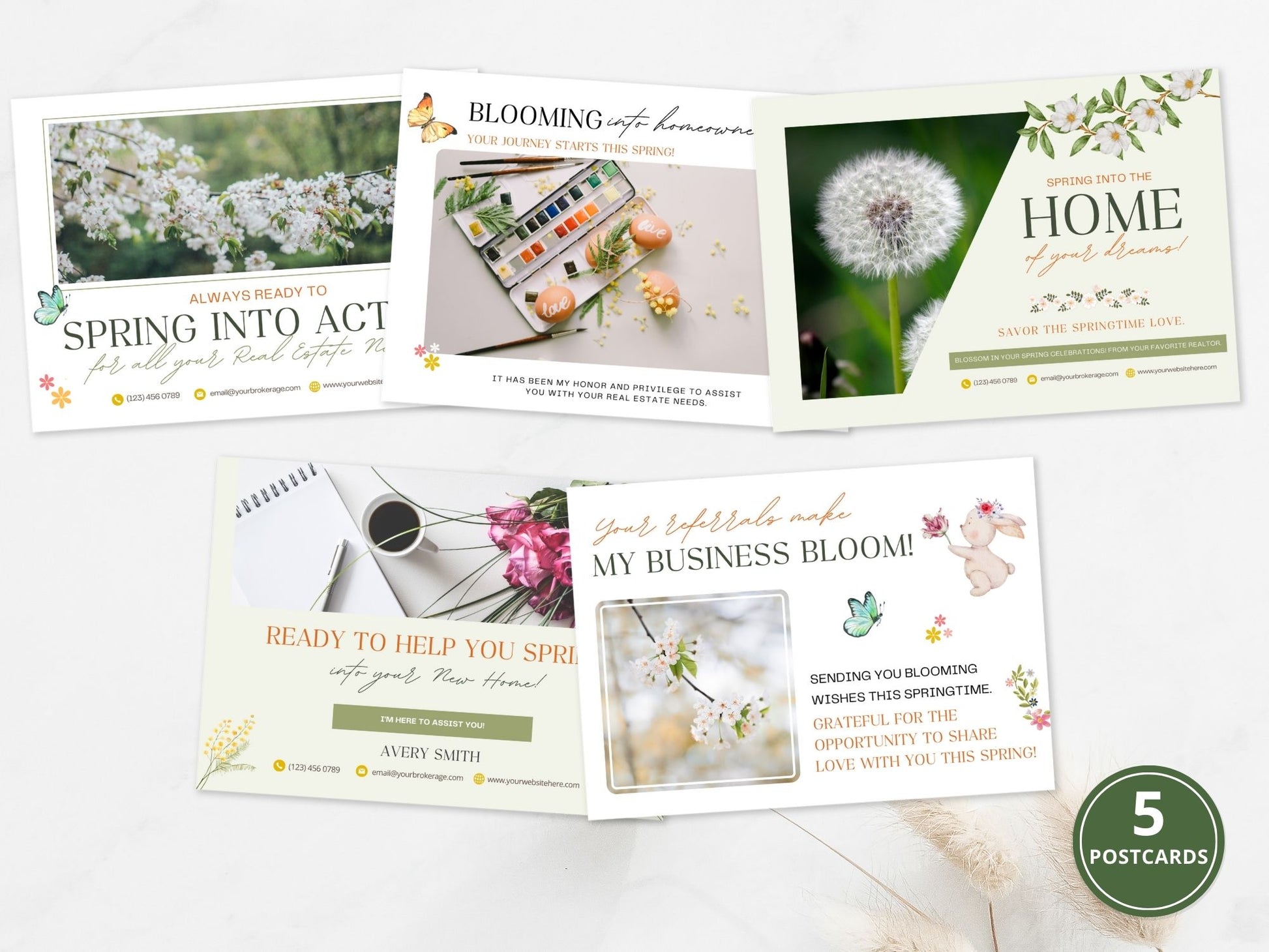 Spring Postcard Bundle - Eye-catching postcards for vibrant real estate marketing in the spring season.