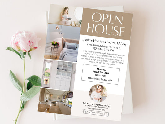 Real Estate Luxury Open House Flyer - Visually stunning tool for promoting high-end open house events in the luxury real estate market.