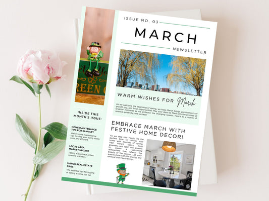 March Newsletter 2025 with spring tips, market trends, and real estate updates for clients.