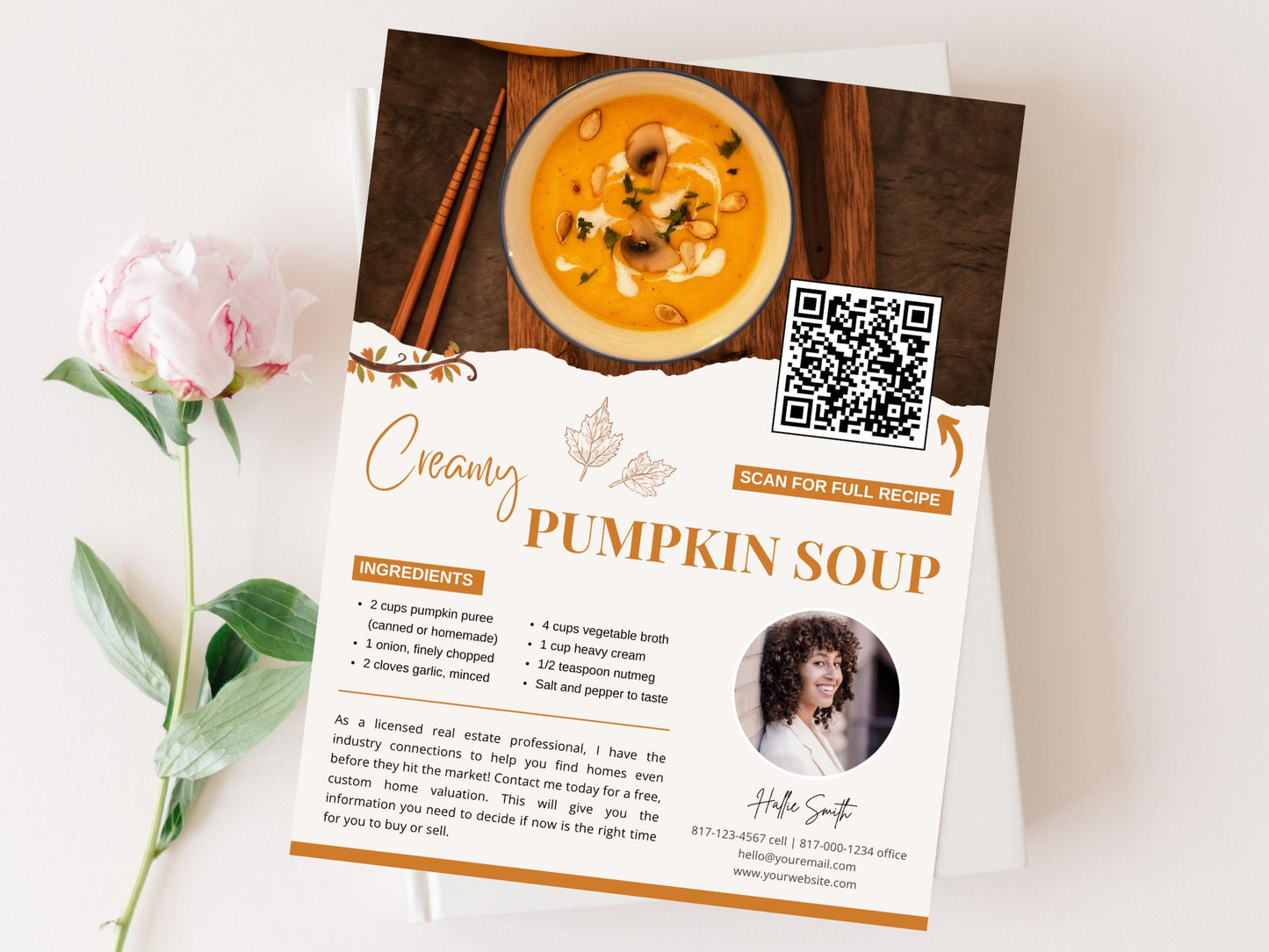 Fall Recipe Flyers Vol 01 for realtors, featuring autumn-themed recipes to engage clients and boost real estate branding.