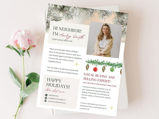 Real Estate Christmas Hello Neighbor Flyer - Expressing Warm Holiday Greetings to Neighbors and Clients